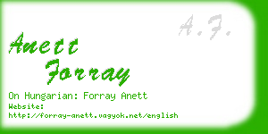 anett forray business card